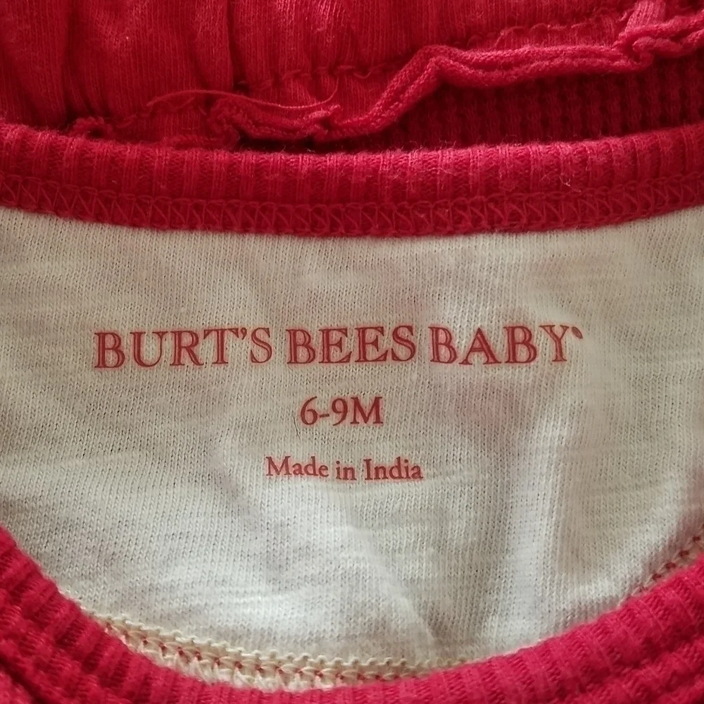 Burt's Bees Baby Red Waffle Knit Ruffle Shirt 6-9m
